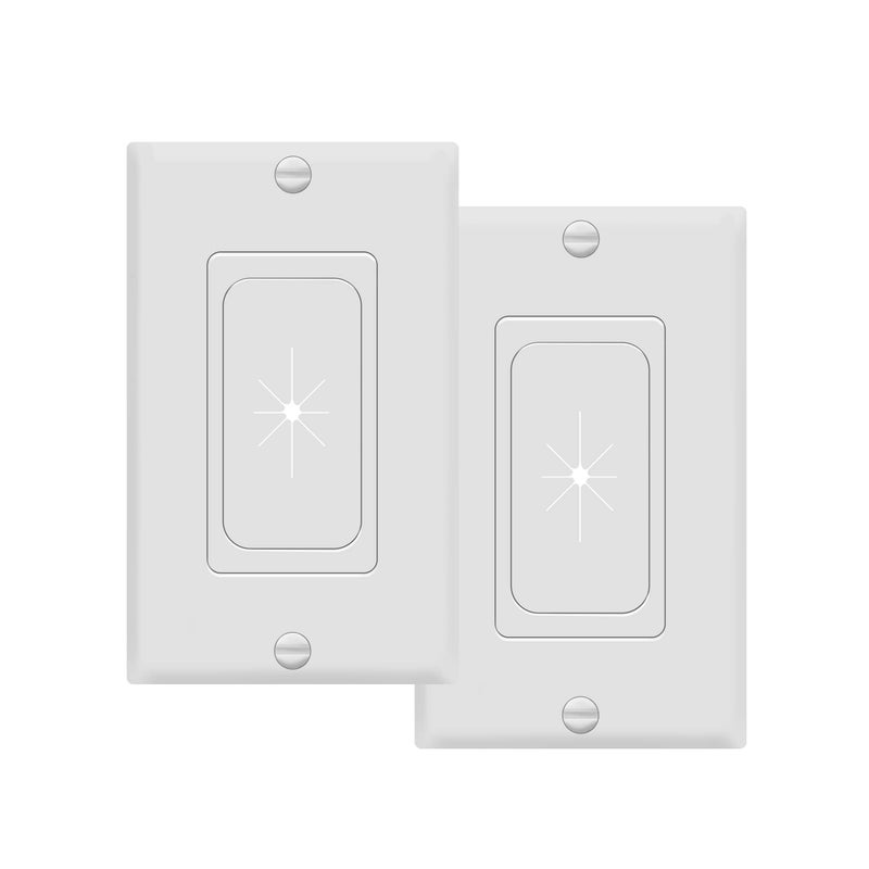 TOPGREENER Flexible Rubber Wall Grommet Insert with Decorator Wall Plate, Pass Through Plate for Low-Voltage Cables, Size 1-Gang 4.50" x 2.75," Polycarbonate Thermoplastic, TG8901-2PCS, White, 2 Pack - Image 1